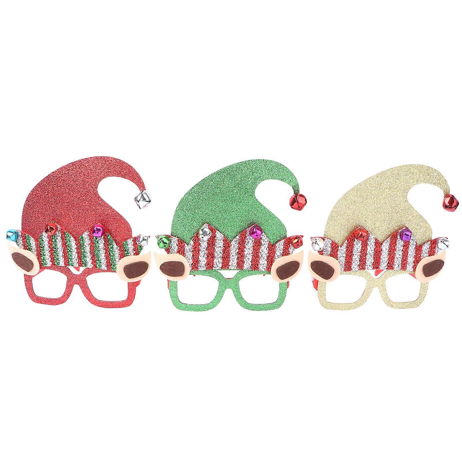 Funny Christmas Glasses Set of 3 Made of Plastic in Assorted Colors for Xmas Parties
