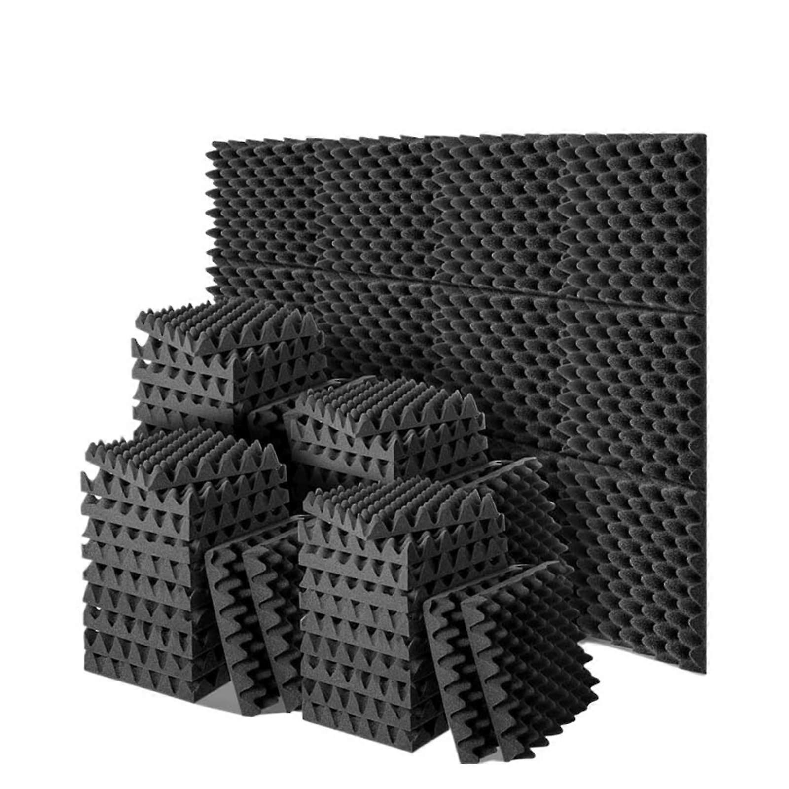 Acoustic Foam Panels Self-Adhesive For Studio Walls 1248 Pcs Easy Install Soundproof Wall Panels Black