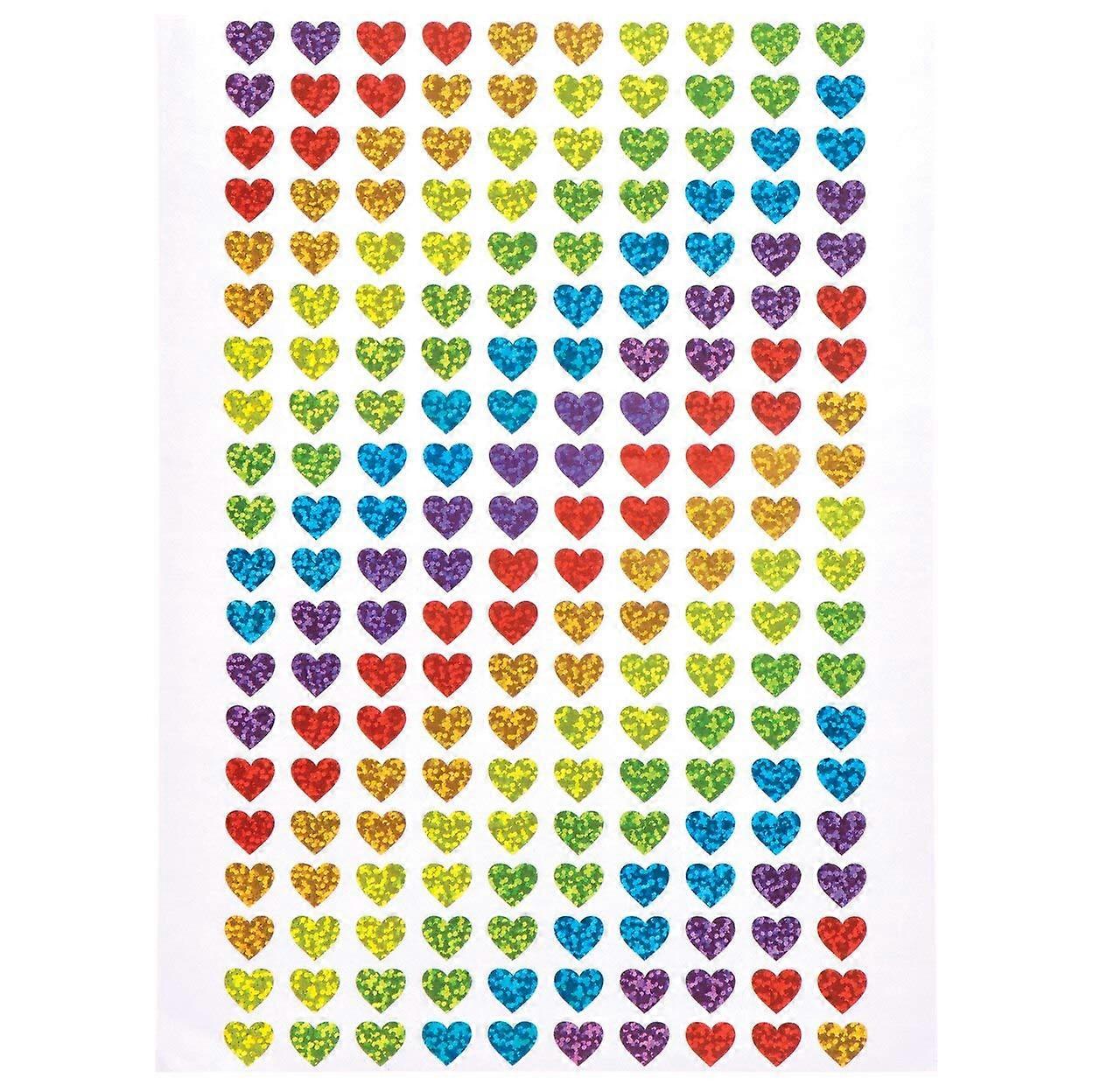 Mini Hologram Hearts Stickers Pack of 400 - Assorted Colors for Kids Craft and DIY Projects