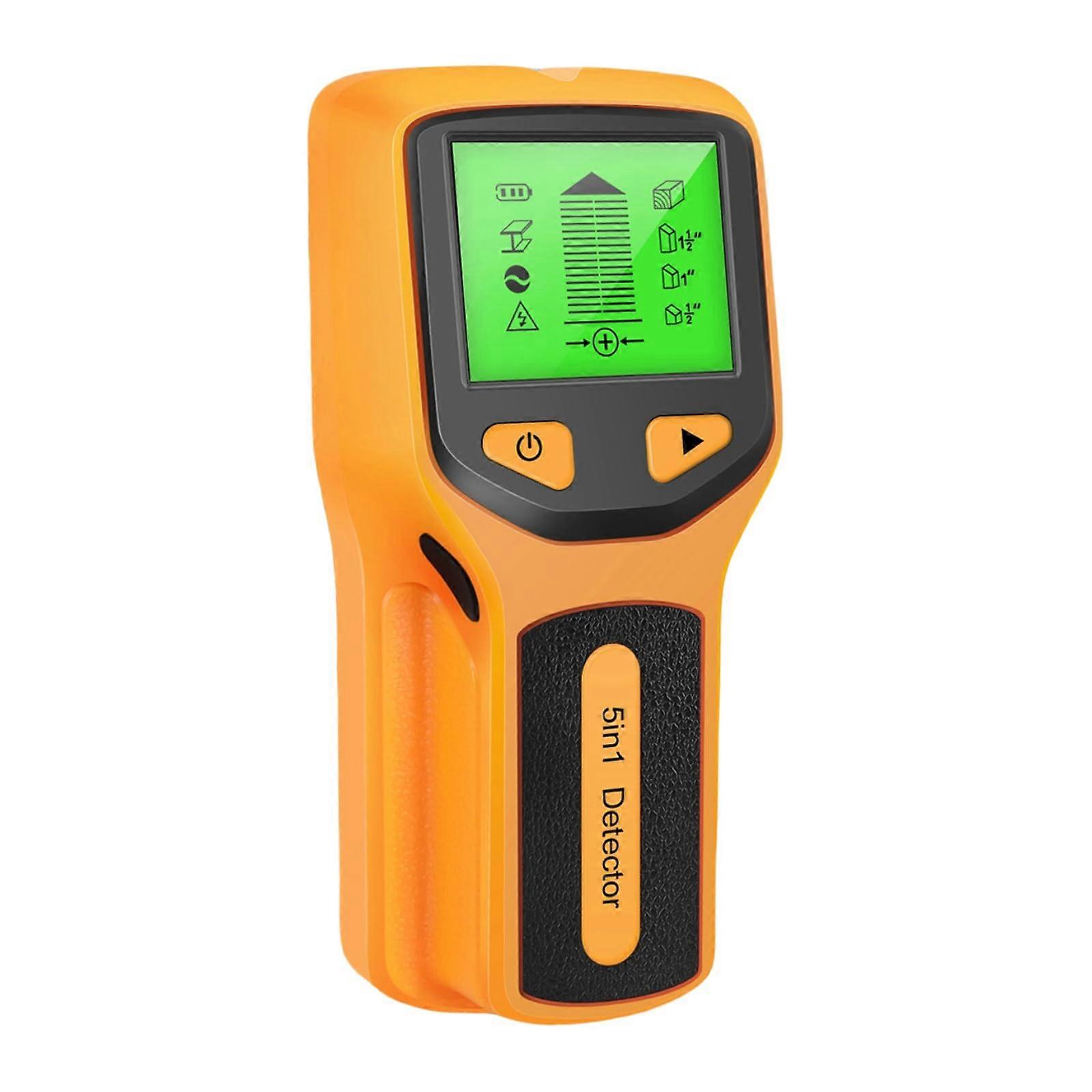 Stud Finder Wall Scanner 5 In 1 Sensor HD LCD Display Electronic Stud Detector ABS For Wooden Pipes Metal Wires Yellow