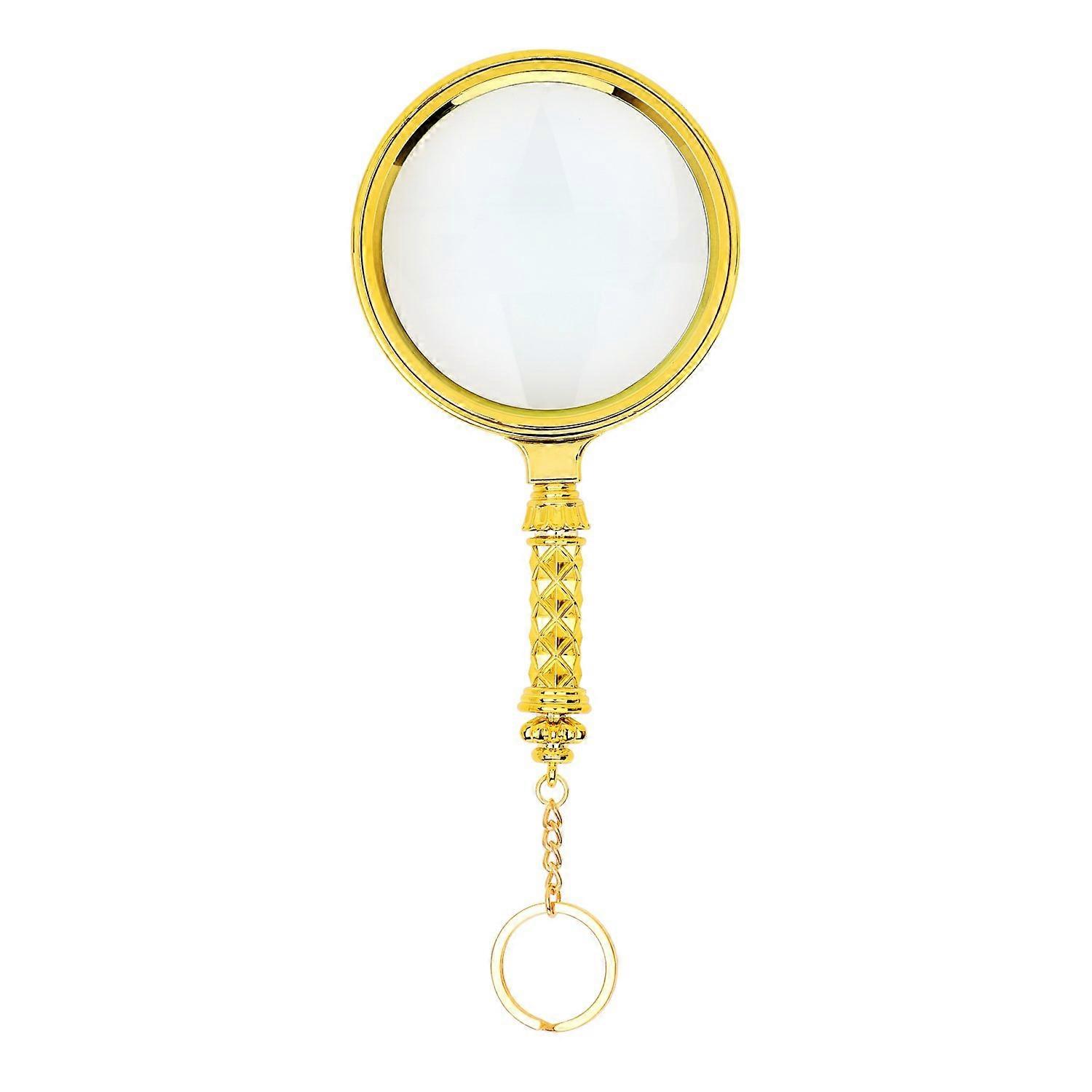Magnifying Glass 90mm Pocket Magnifier with Key Ring, Metal Handheld Reading Magnifier for Small Text and Details