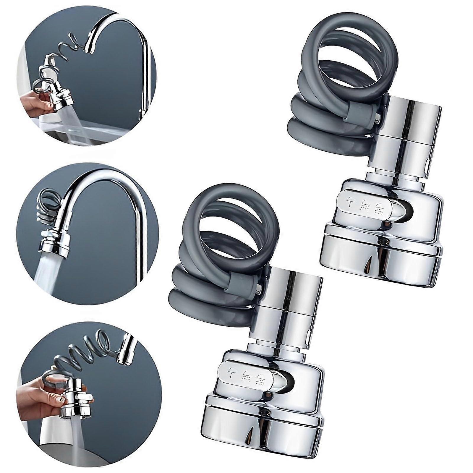 3 Modes Tap Aerator Swivel Attachment, 360° Rotatable Kitchen Bathroom Faucet Extension, Pack of 2 Multifunctional Design