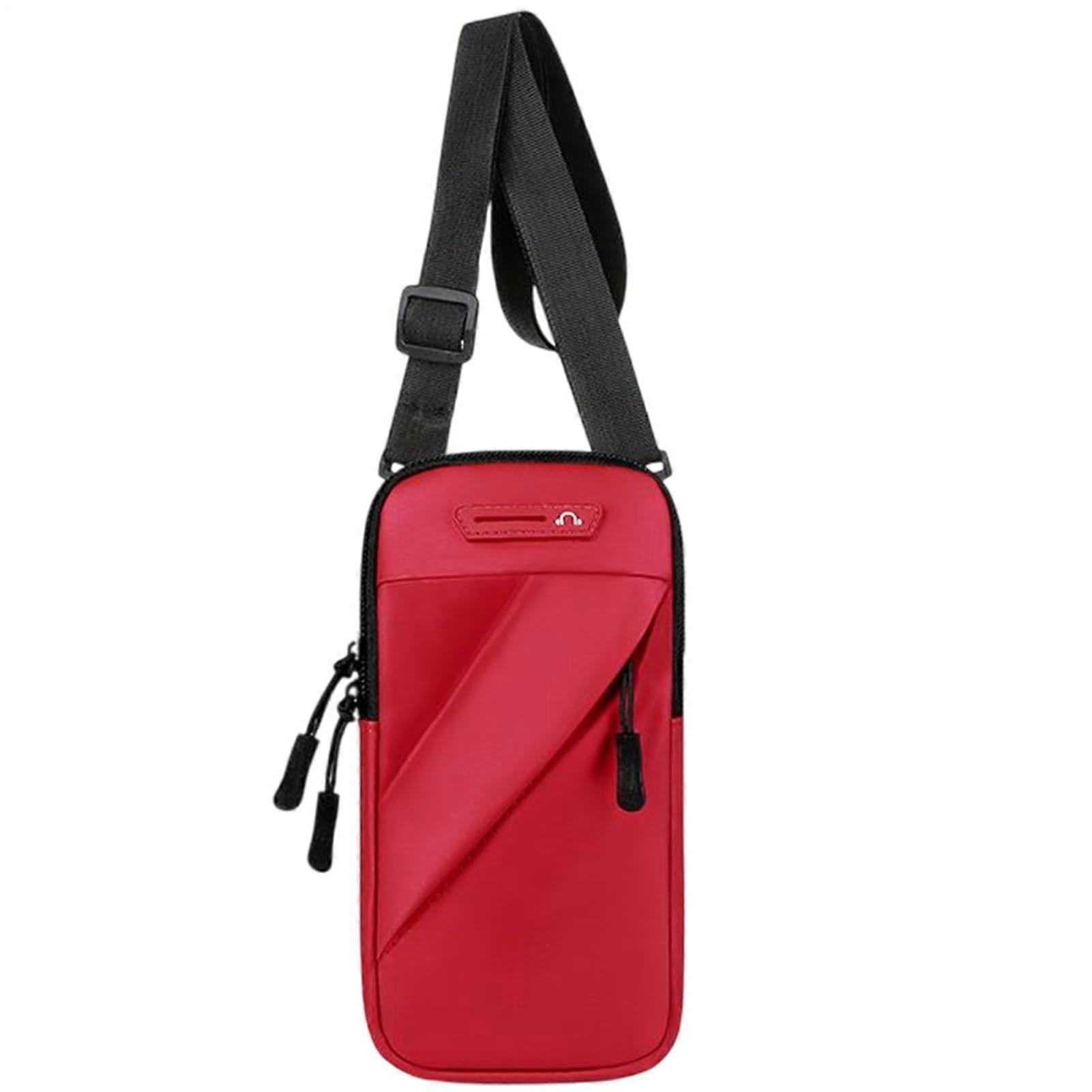 Waterproof phone armband with shoulder strap for running sports red