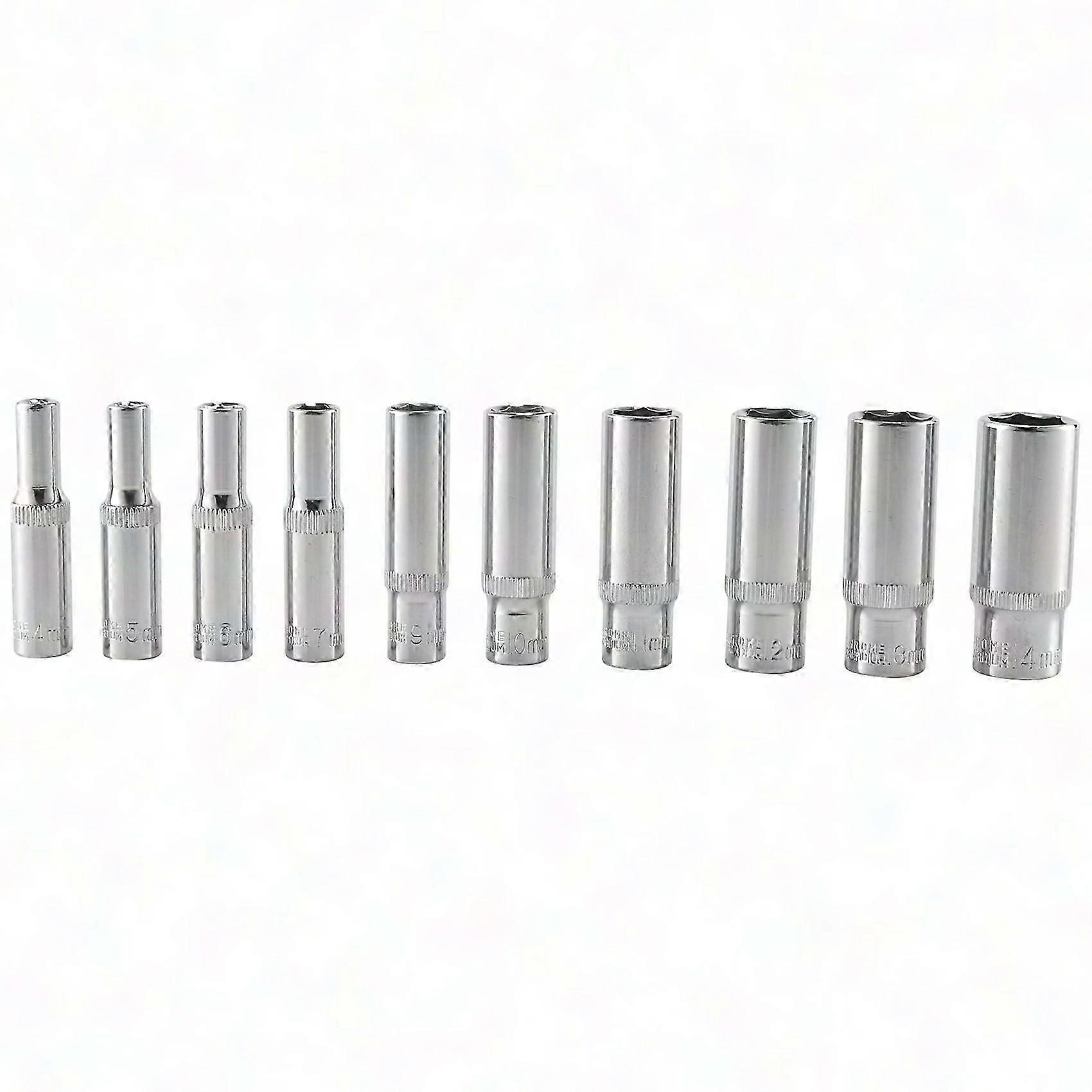 11-Piece 1/4" Drive Deep Socket Set - 6-Point Long Hex Repair Hand Tools