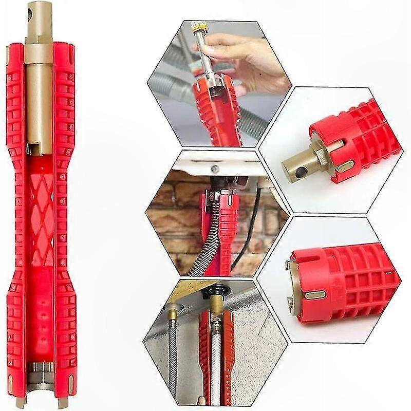Multi-Function Adjustable Wrench for Plumbing, Faucet Repair Tool, Pipe Wrench with Changeable Socket, Ideal for Sink and Faucet Installation