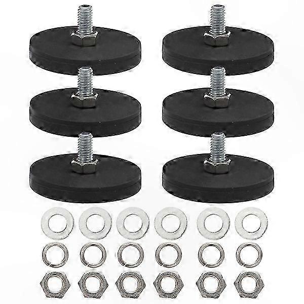 6-Pack Round Rubber-Coated Magnets for Car Mounts and License Plates