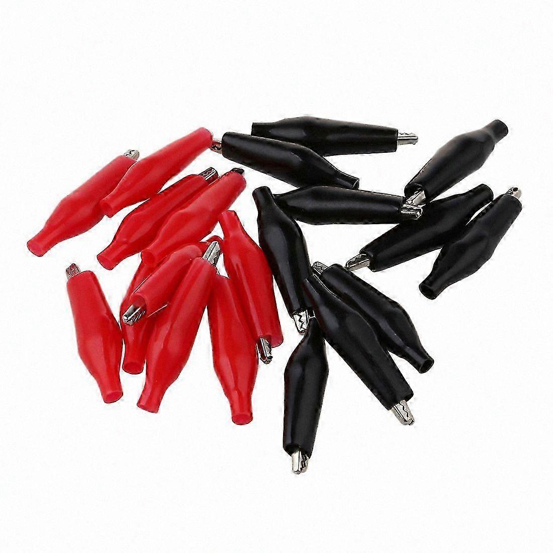 20 Pcs Black Red Soft Plastic Coated Testing Probe Alligator Test Clip