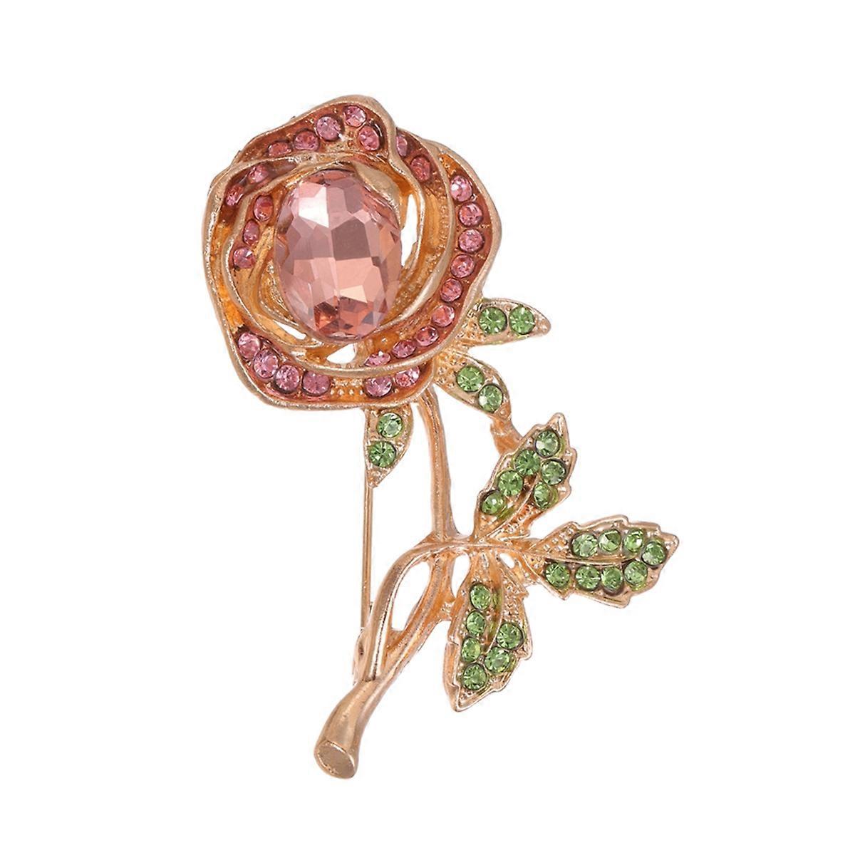 Retro Rose Flower Brooch PinsRetro Rose Flower Rhinestone Brooches Rose Flower Brooch for Wome