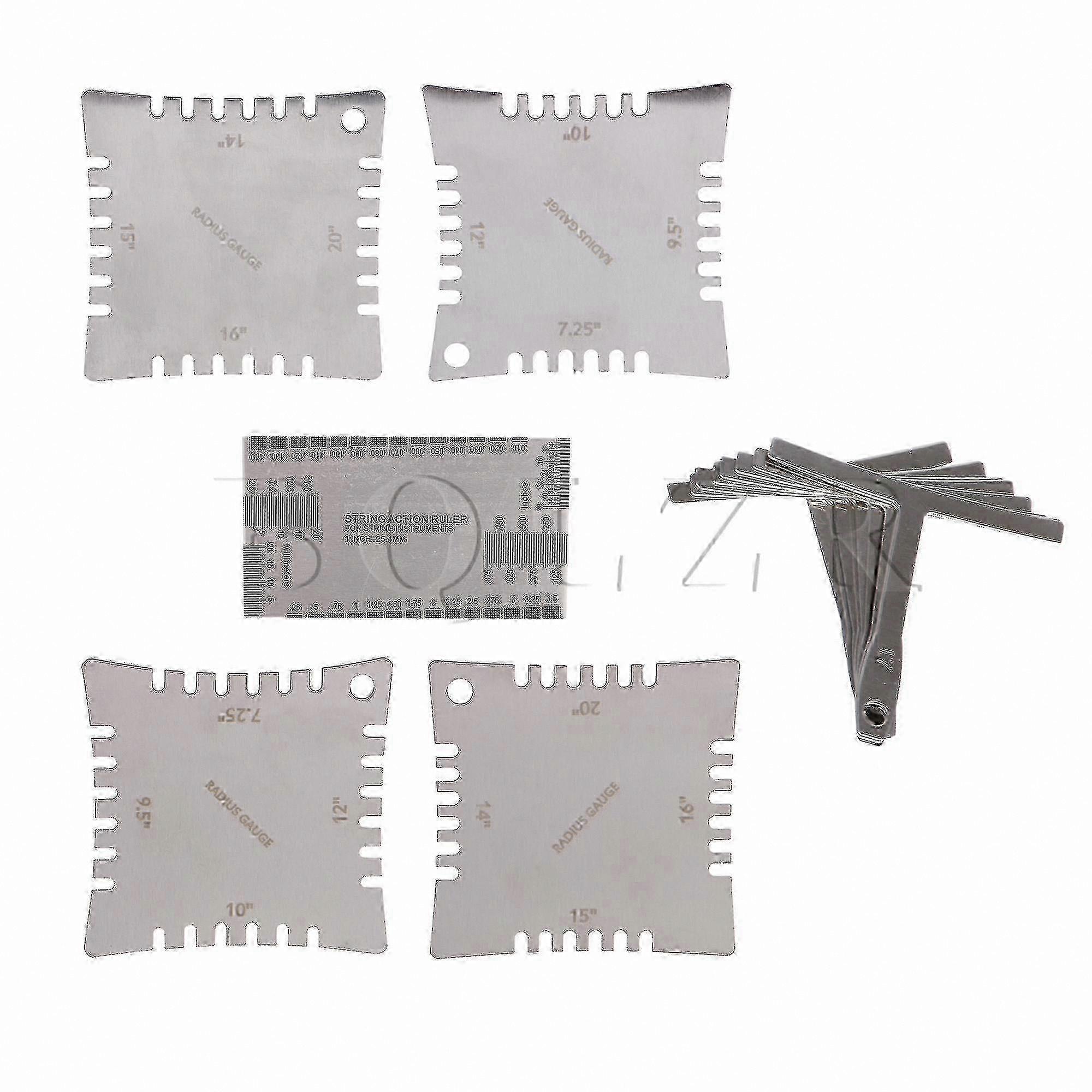 Guitar Setup Tool Kit - 14x Radius Gauge and String Action Ruler for Precise Measurements hwy