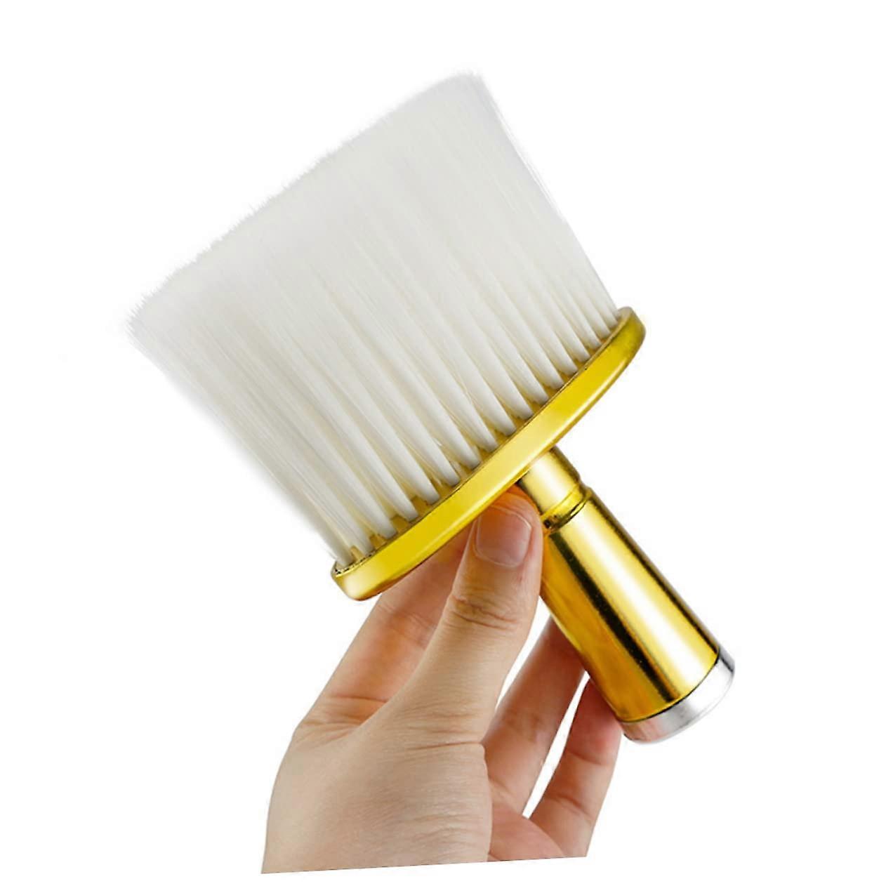Hairdressing Face Duster Electroplated Brush Neck Brush Barber Accessory Hard Bristle for Wet Hair Golden