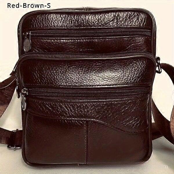 Men's cowhide shoulder bag, large-capacity design, simple buckle for safety