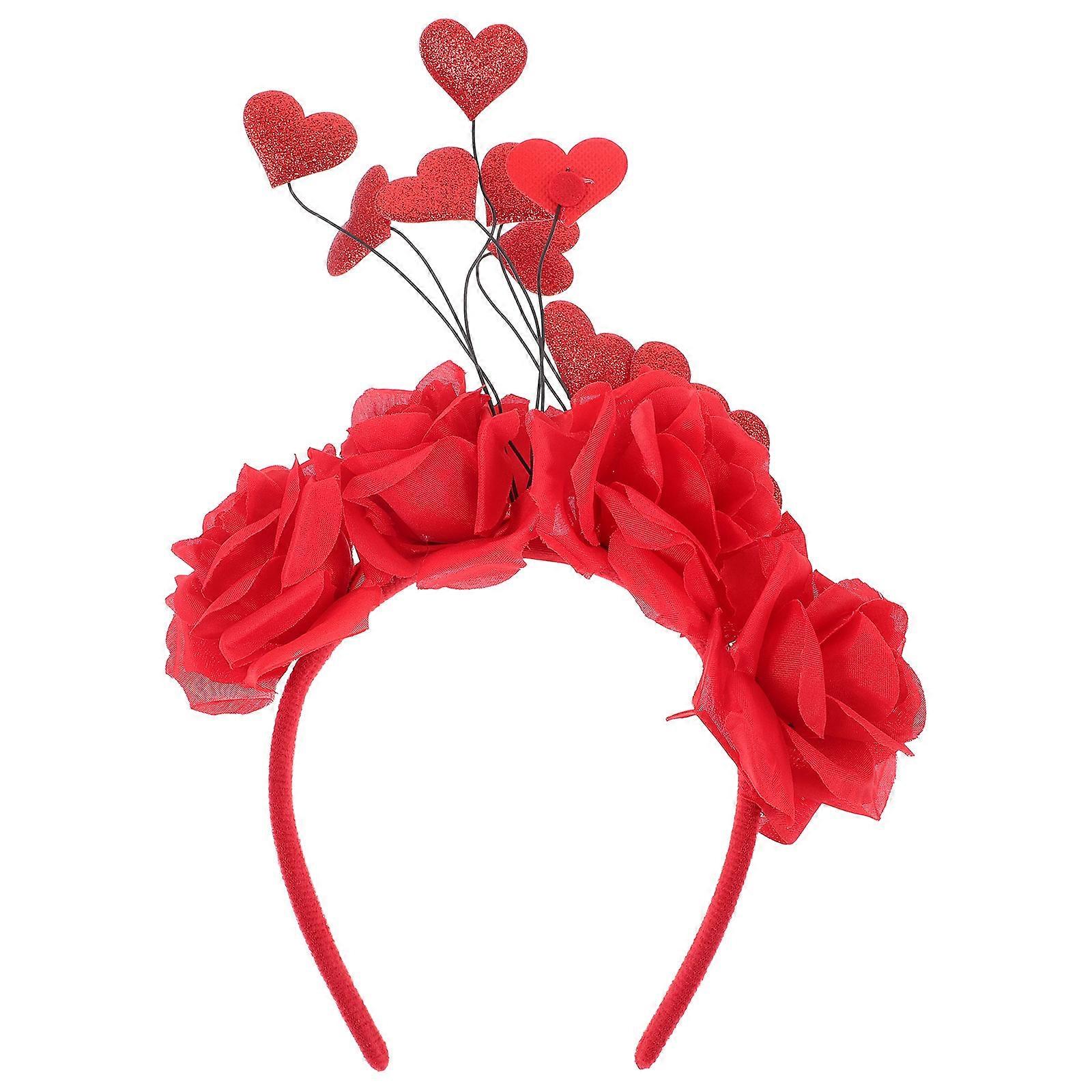 Red Valentine's Day Headband for Girls Made of Durable Plastic and Cloth Perfect Photo Prop and Gift