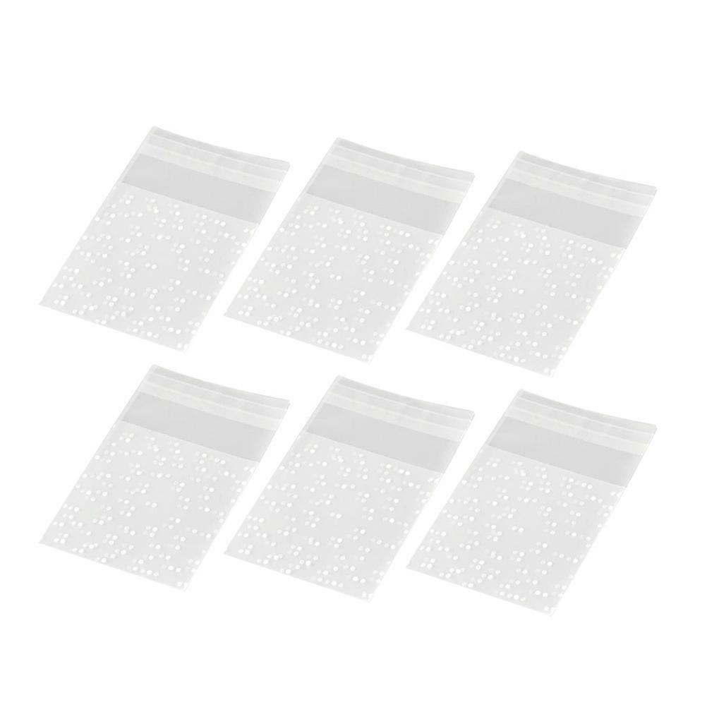 100pcs White Dot Transparent Self Adhesive Bags for Storage Use CPP PP 7*7+3 Inches