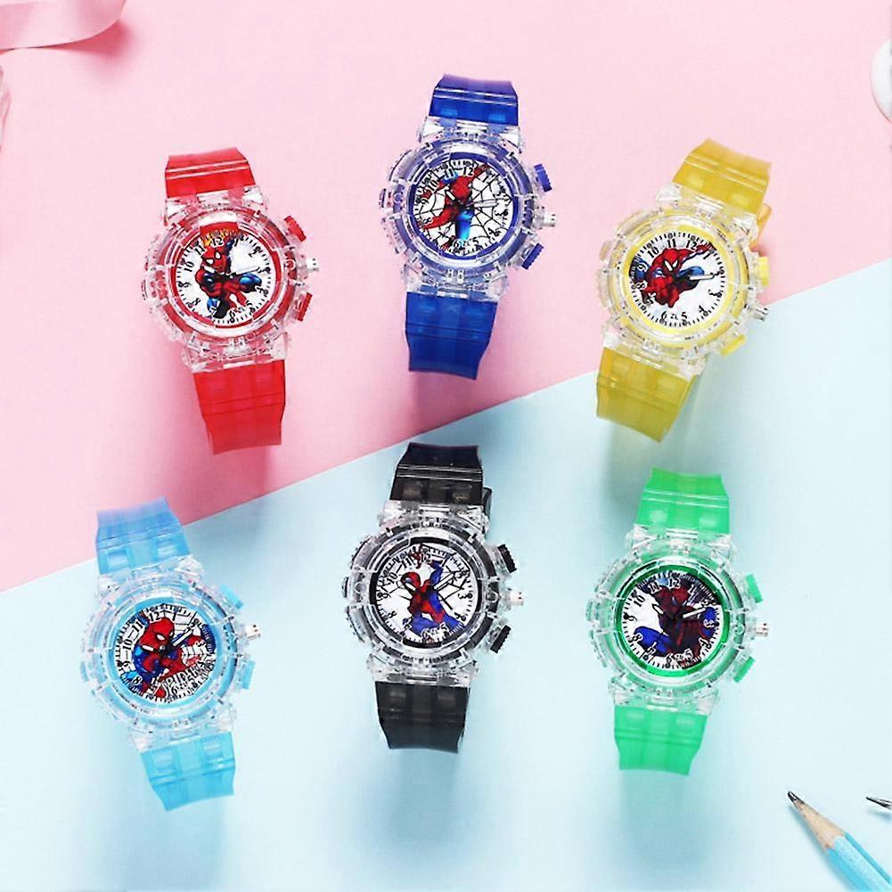 Spider Man Cartoon Watch για αγόρια, κορίτσια και φοιτητές, λαμπερό, οδηγημένο, πολύχρωμο, αναβοσβήνει, χαλαζία