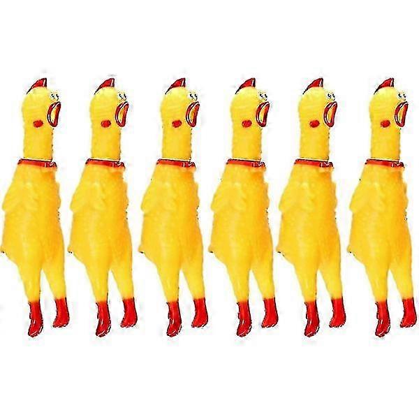 Paquet de 10 jouet de poulet grinçant en caoutchouc jaune, Screaming Chicken Nouveauté Jouet en caoutchouc durable