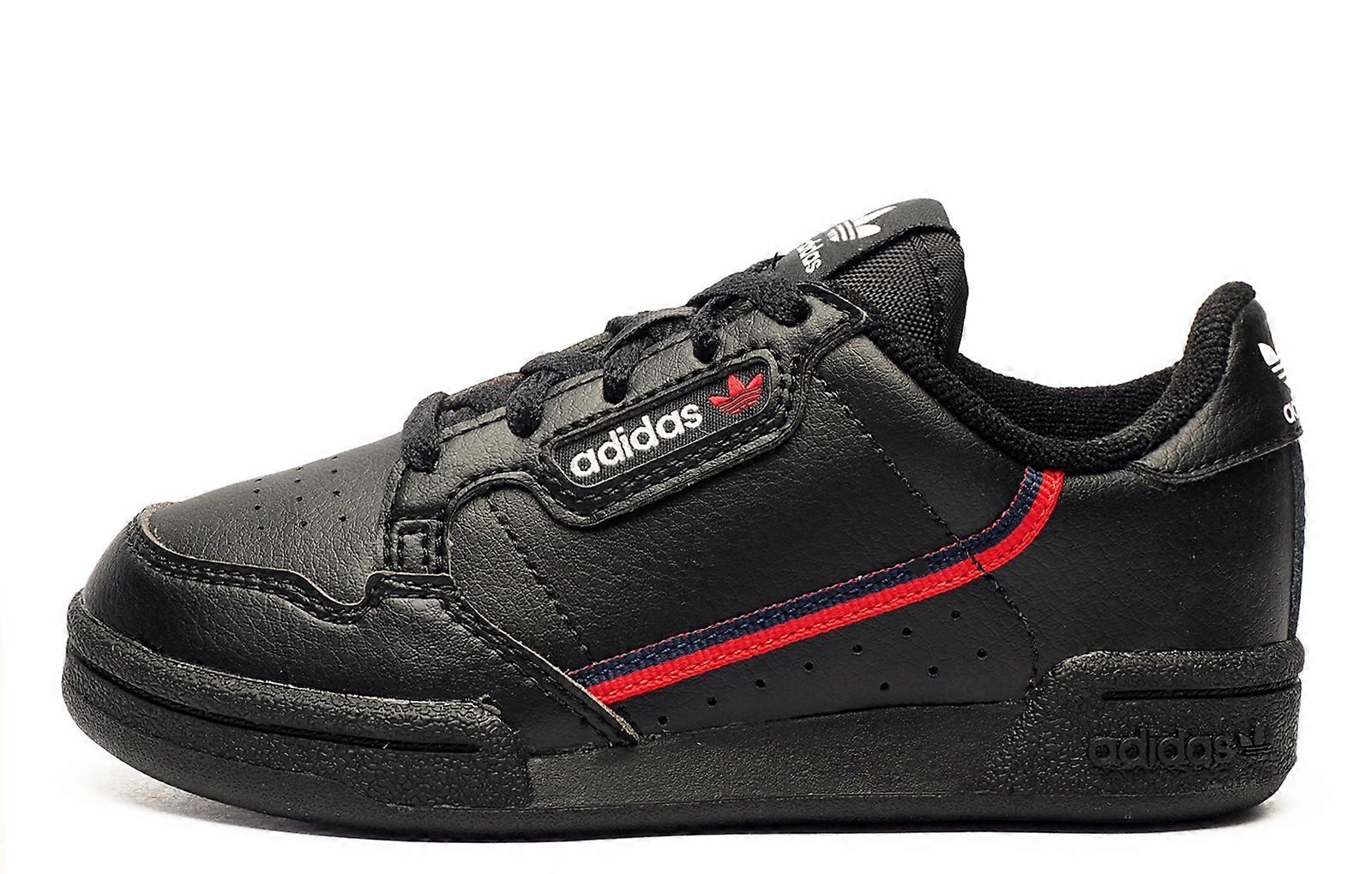 Adidas Original Continental 80 Junior Leather Trainers Black / Red