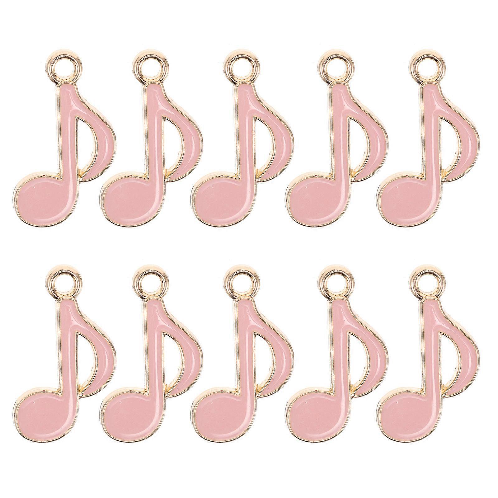 Enamel Music Note Charm Pendant for DIY Jewelry Making 10Pcs Pink