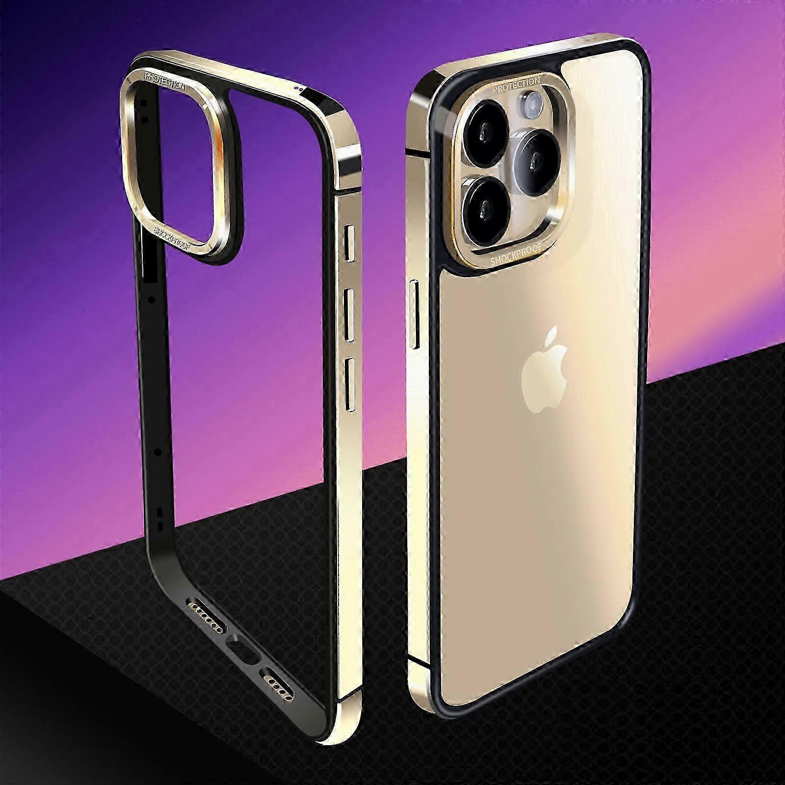 Slim Metal Frame Case for iPhone 15 Plus, Shockproof Bumper with Raised Camera Protection, UK Style