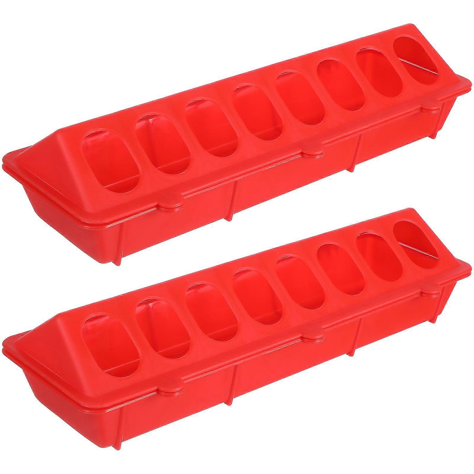 2PCS Taube Langfuttertrog Taubenkäfig Futtertrog Anti-Auslauf-Futterbox (Rot)