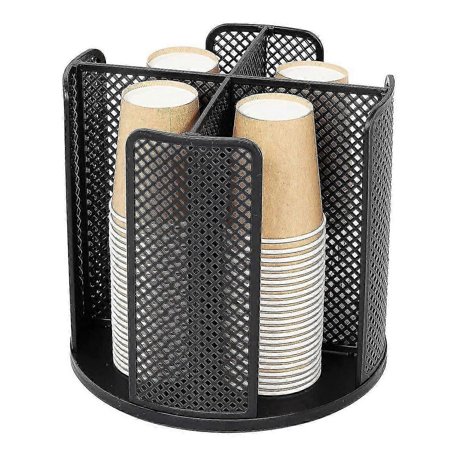 Rotatable Cup and Lid Organizer with 4 Compartments