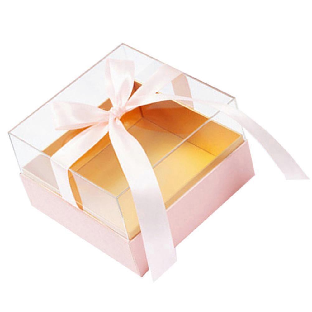 Preserved Flower Box Square Flower Packing Box for Storage Use 2Pcs Pink