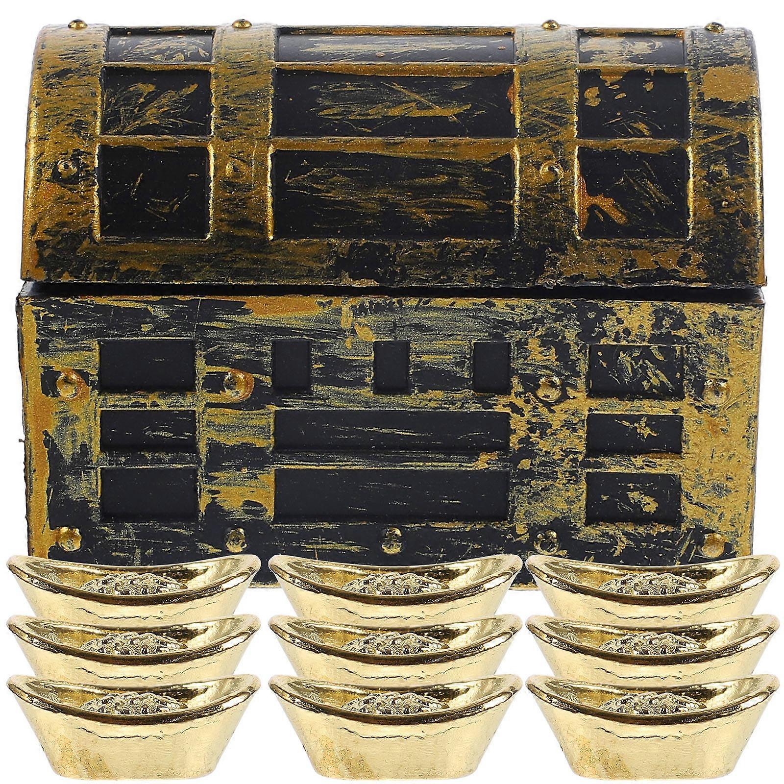 Miniature Statues Golden Ingot Shaped Mini House Decoration Assorted Color Alloy Plastic Decoration 1 Set