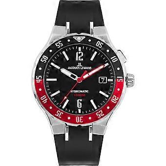 Jacques Lemans musta silikoni 1-2109A miesten kello