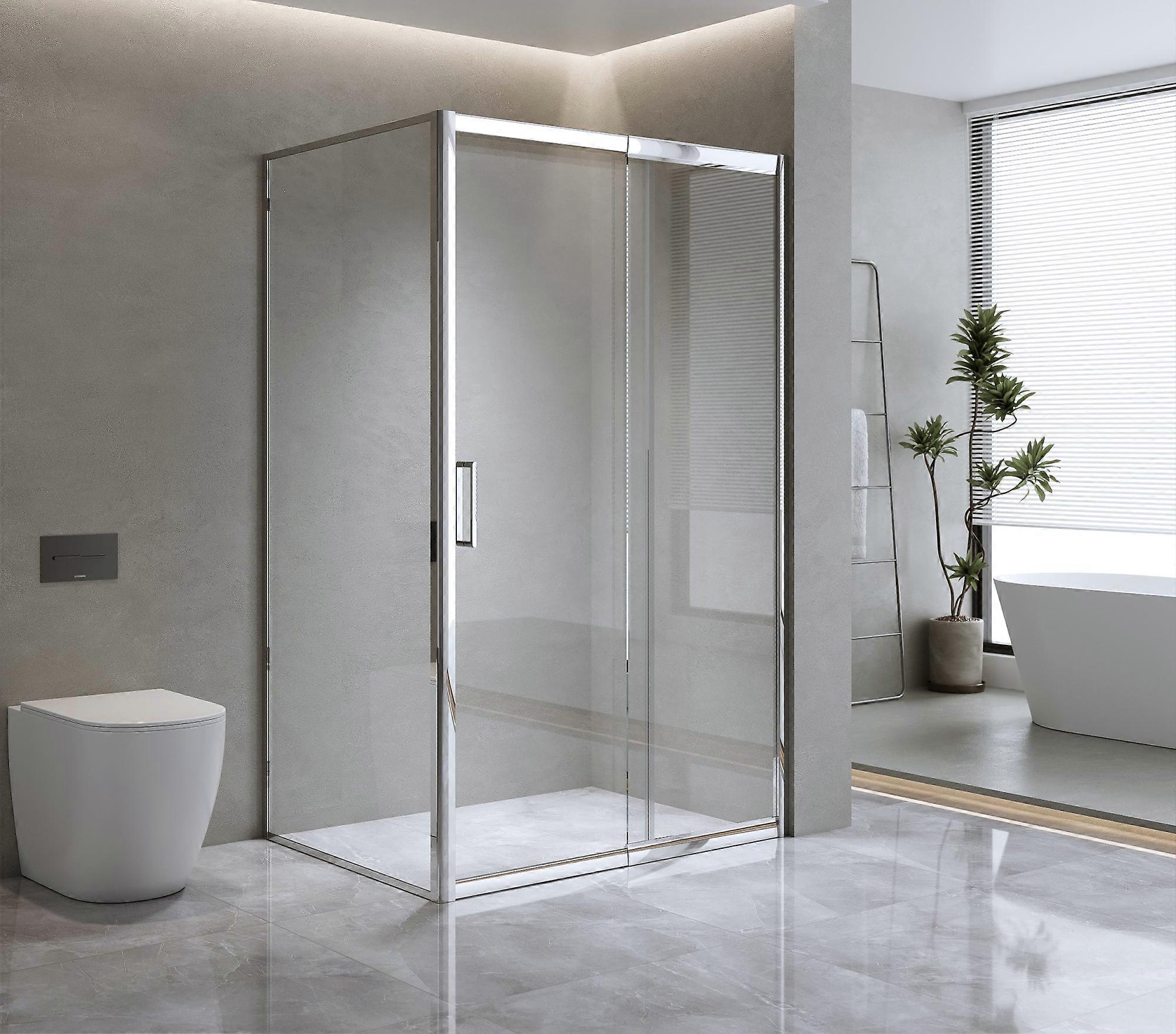 1300X1010mm Single Door Corner Sliding Glass Shower Screen In Chrome Shower Enclosures