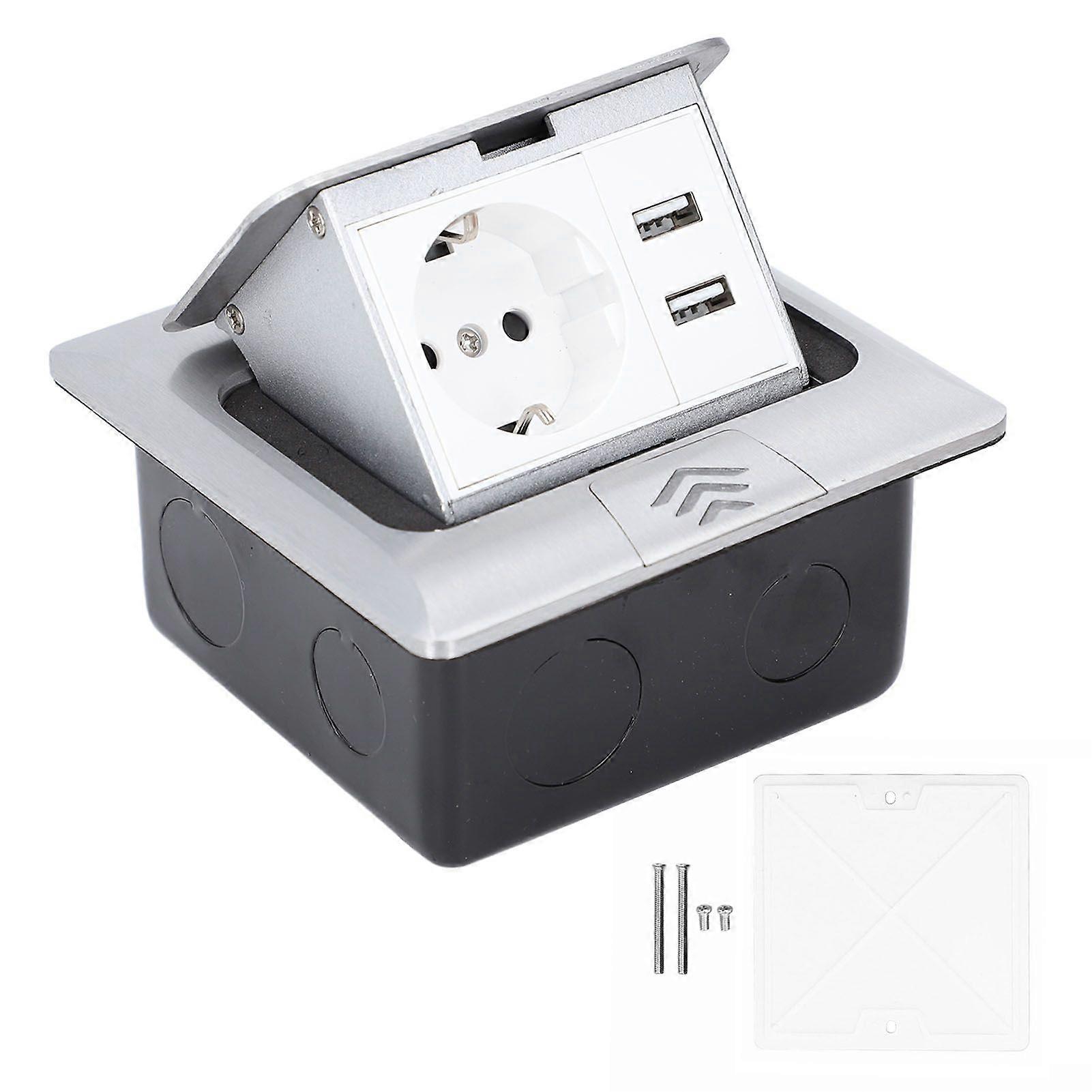 Pop Up Floor Outlet Box Embedded IP44 Waterproof Weatherproof USB   Floor Electrical Outlet for Dining Table Kitchen Countertop