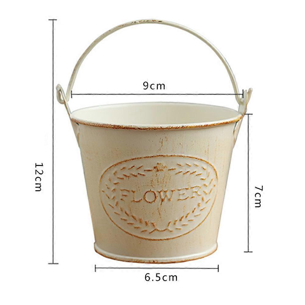 Flowerpot Iron Flower Buckets for Flower Use 4Pcs White Rustic Planter Pots