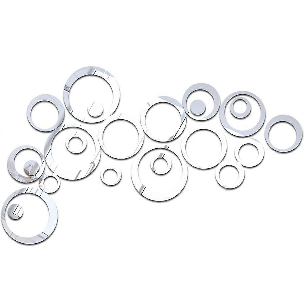 Round Pattern Wall Decal Mirrors Sticker for Home Decor 5Sets Silver Acrylic