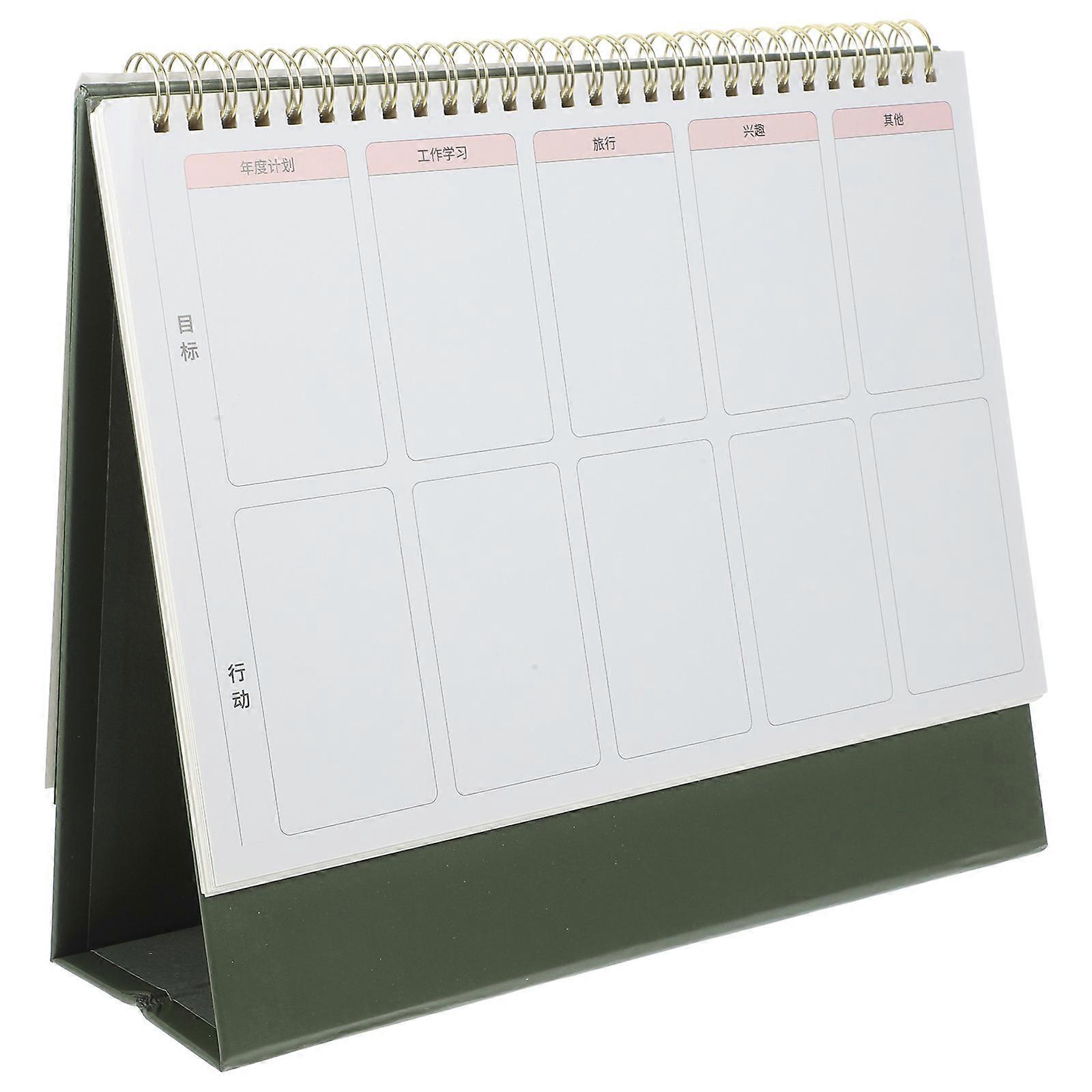 Green Desk Calendar Table Calendar for Countdown 2024 Monthly Planner