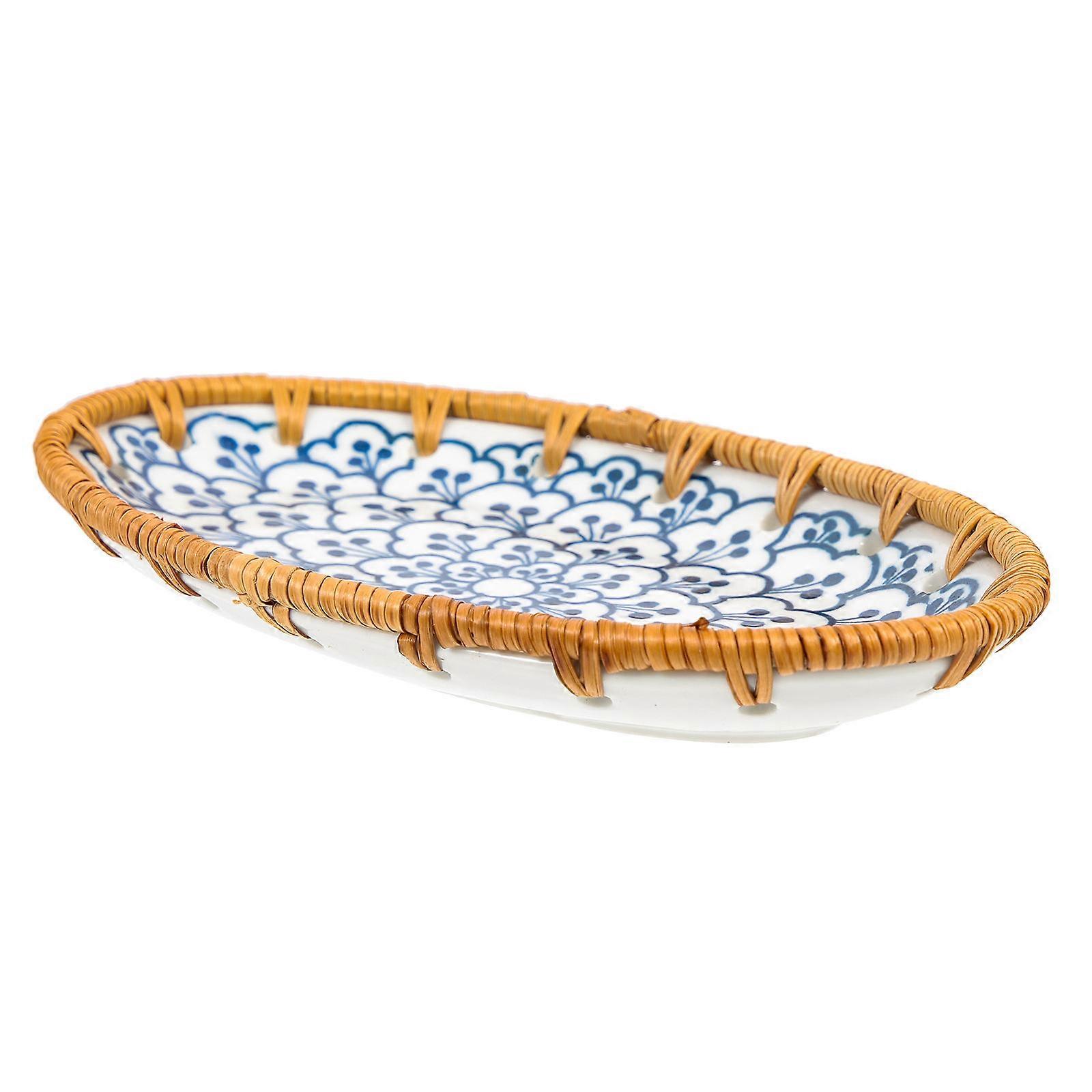 Multi-Color Woven Plate 4Pcs Rectangular Fruit Arrangement Tray For Home Decor Easy To Carry