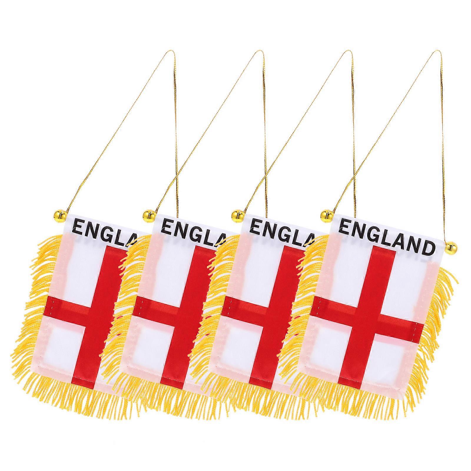4Pcs England Window Hanging Flag Mini Car Flags for Vehicle Multi Color Decoration