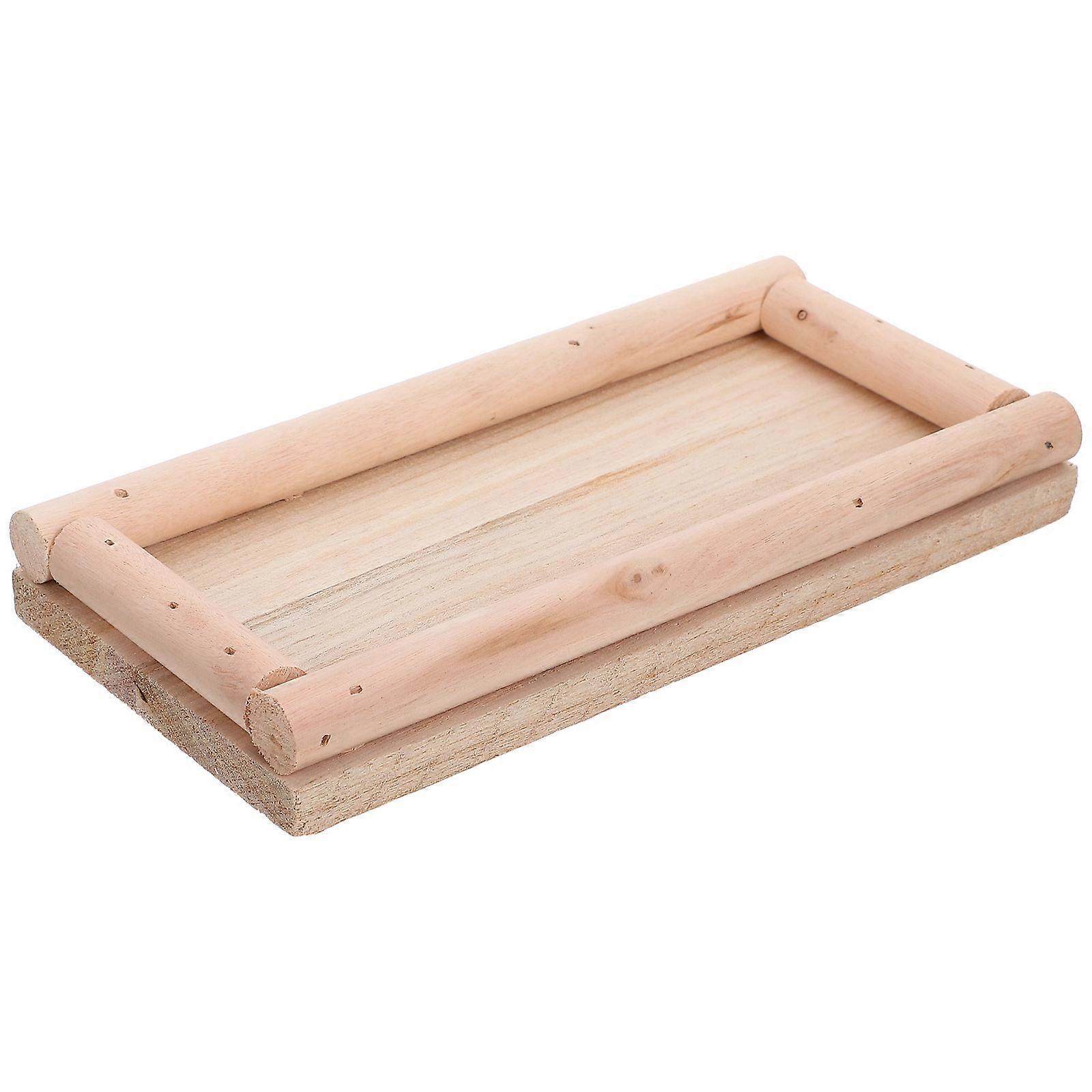 Hamster Cage Platform Indoor Use Wood Khaki Color with Natural Atmosphere for Feeding 1Pcs