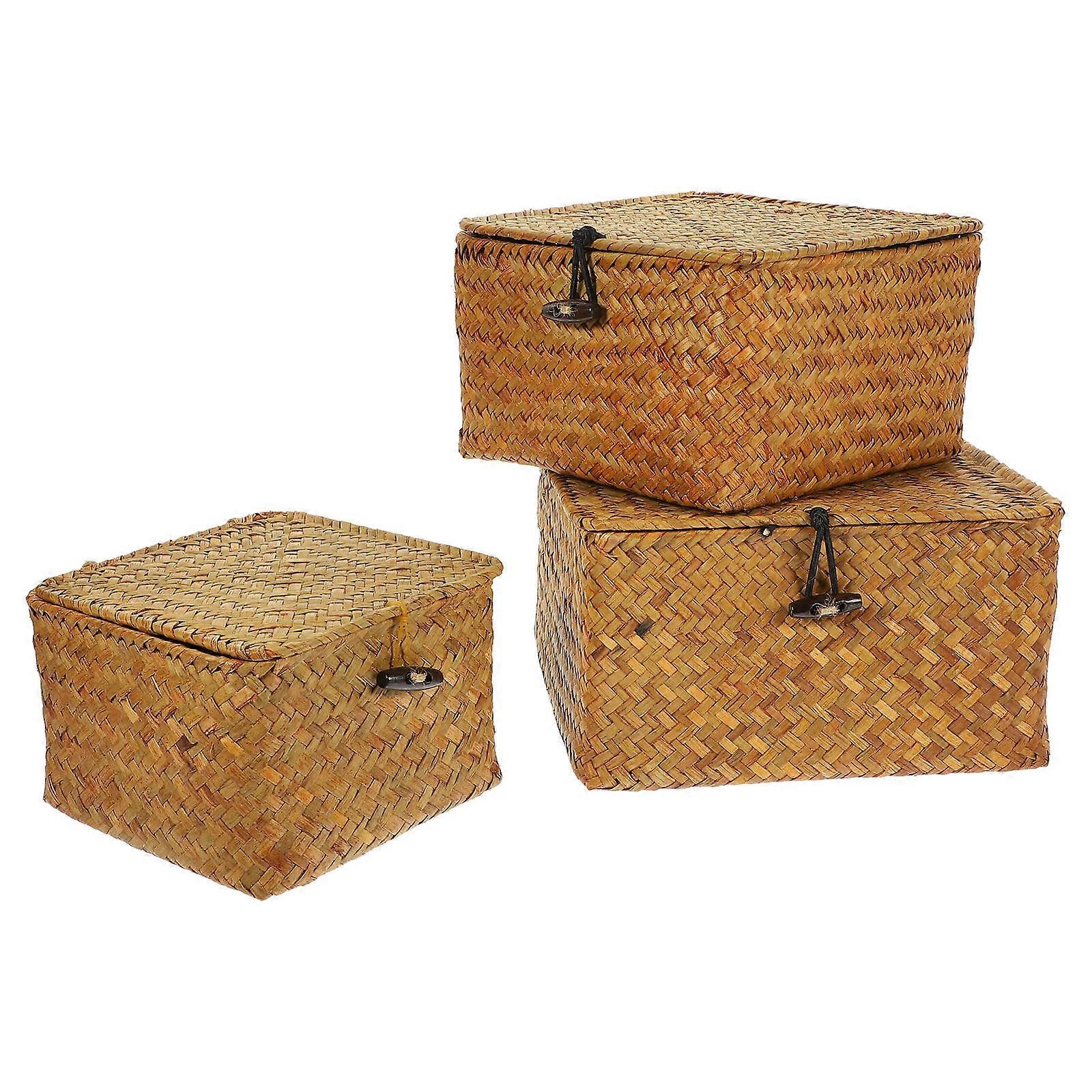 Portable Sundries Box Desktop Storage Organizer with Lid 3Sets