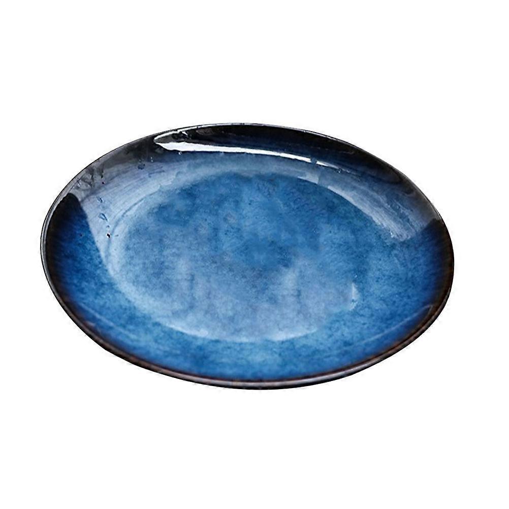 Blue Ceramic Steak Plate for Food Serving 2Pcs Western Tableware