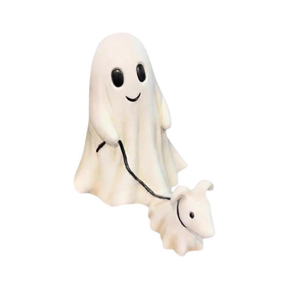 Ghost Walking Dog Halloween Figurine Cute Spooky Ghost Dog