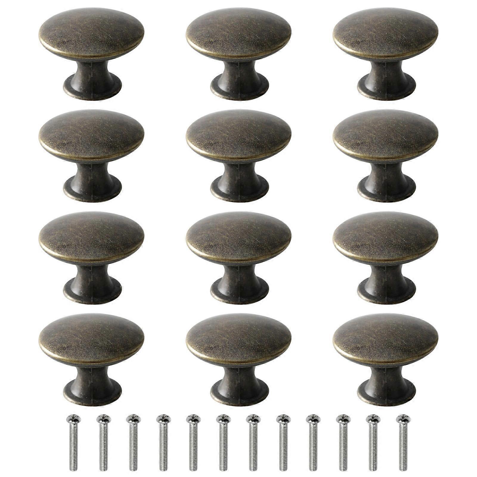 12 PCS Bronze Drawer Knobs, Kitchen Cabinet Dresser Knobs, Vintage Round Handles