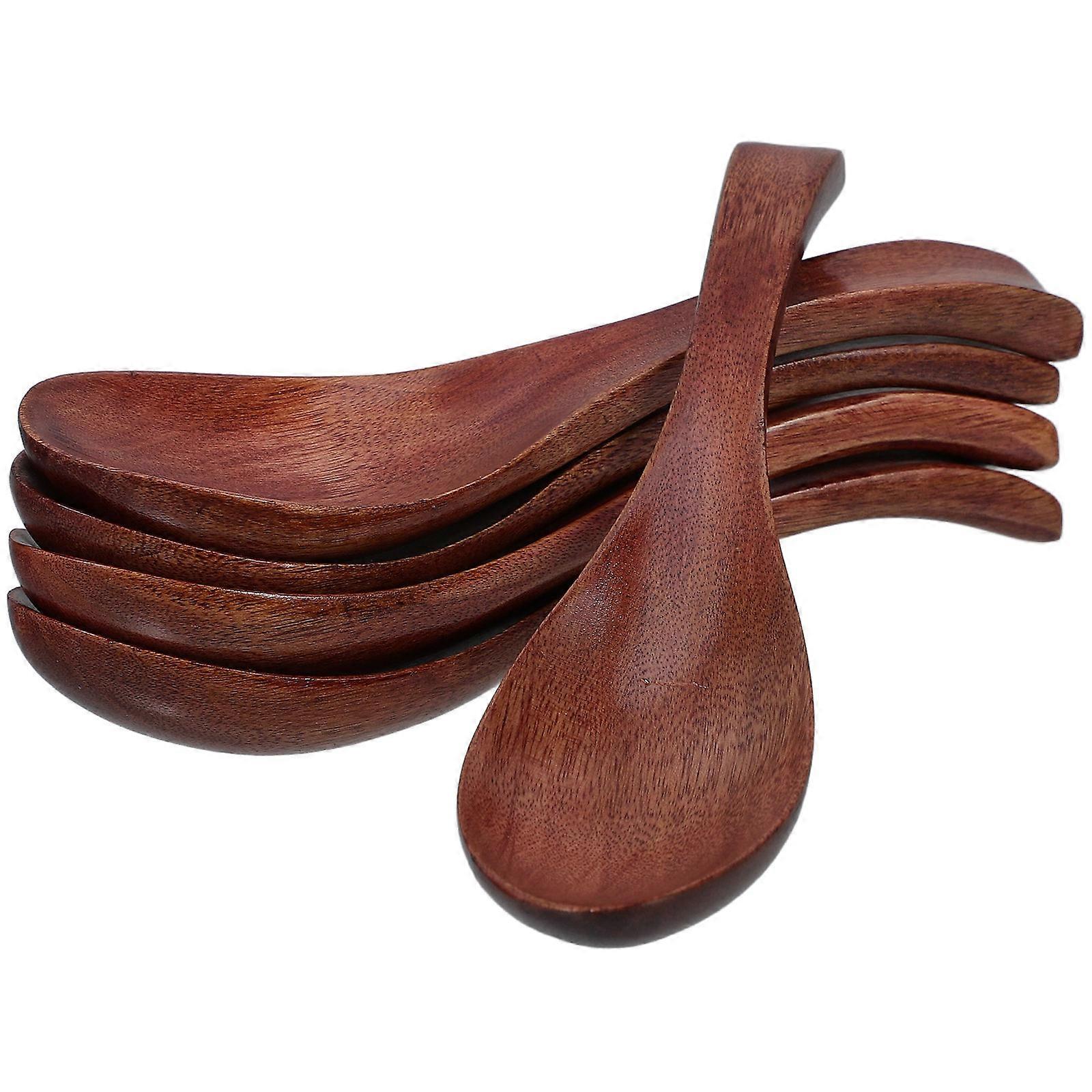 5Pcs Wooden Rice Paddle Spoon for Cooking Japanese Style Long Handle Utensils