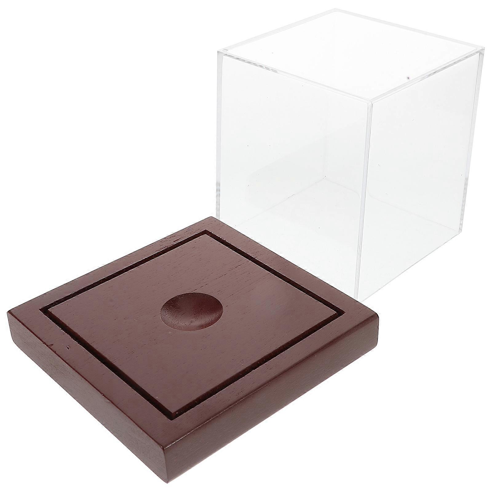 Wood Base Baseball Display Case for Storage 4Pcs Clear Acrylic Holder