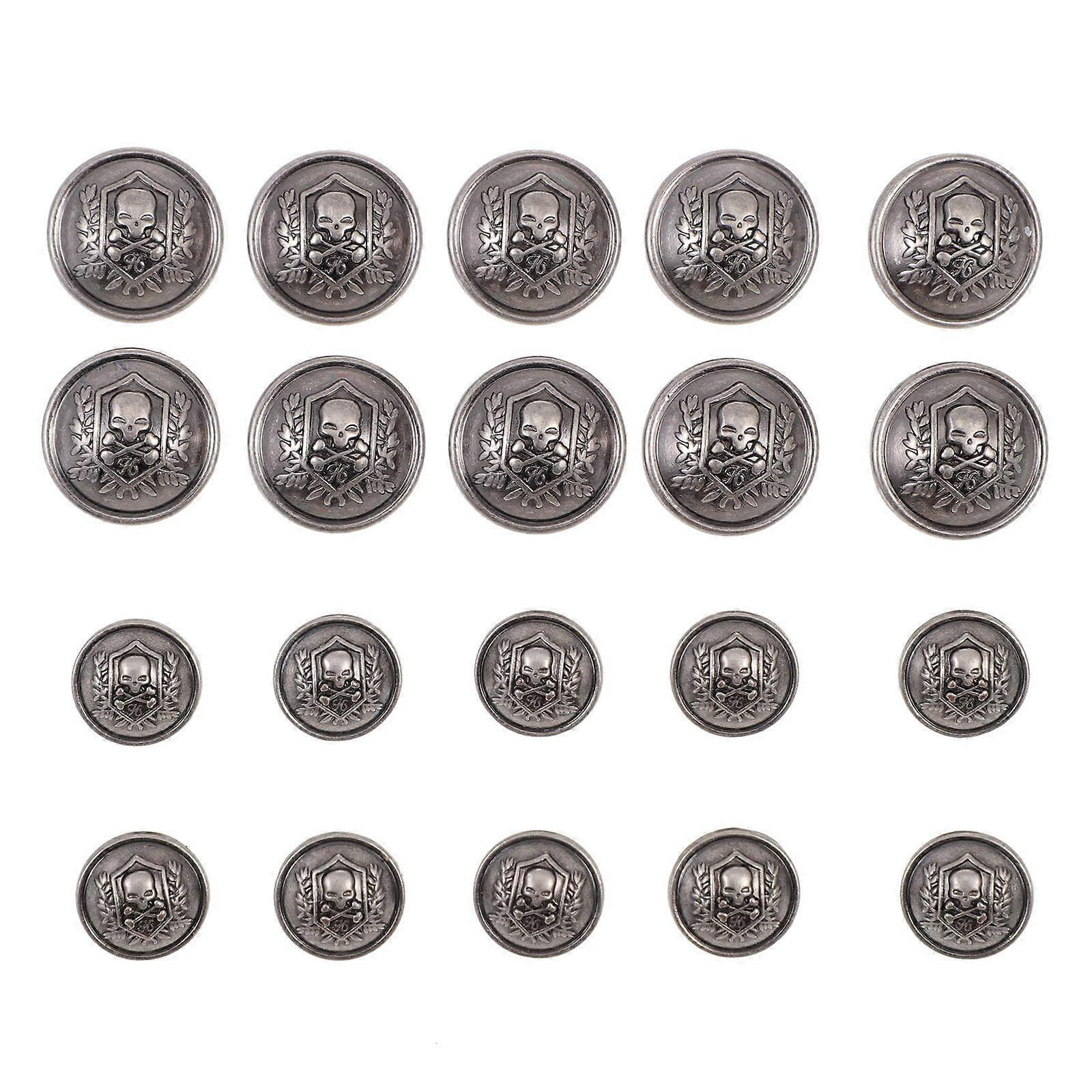 DIY Buttons Alloy Round Button for Decor 60Pcs Grey Vintage Suit Buttons