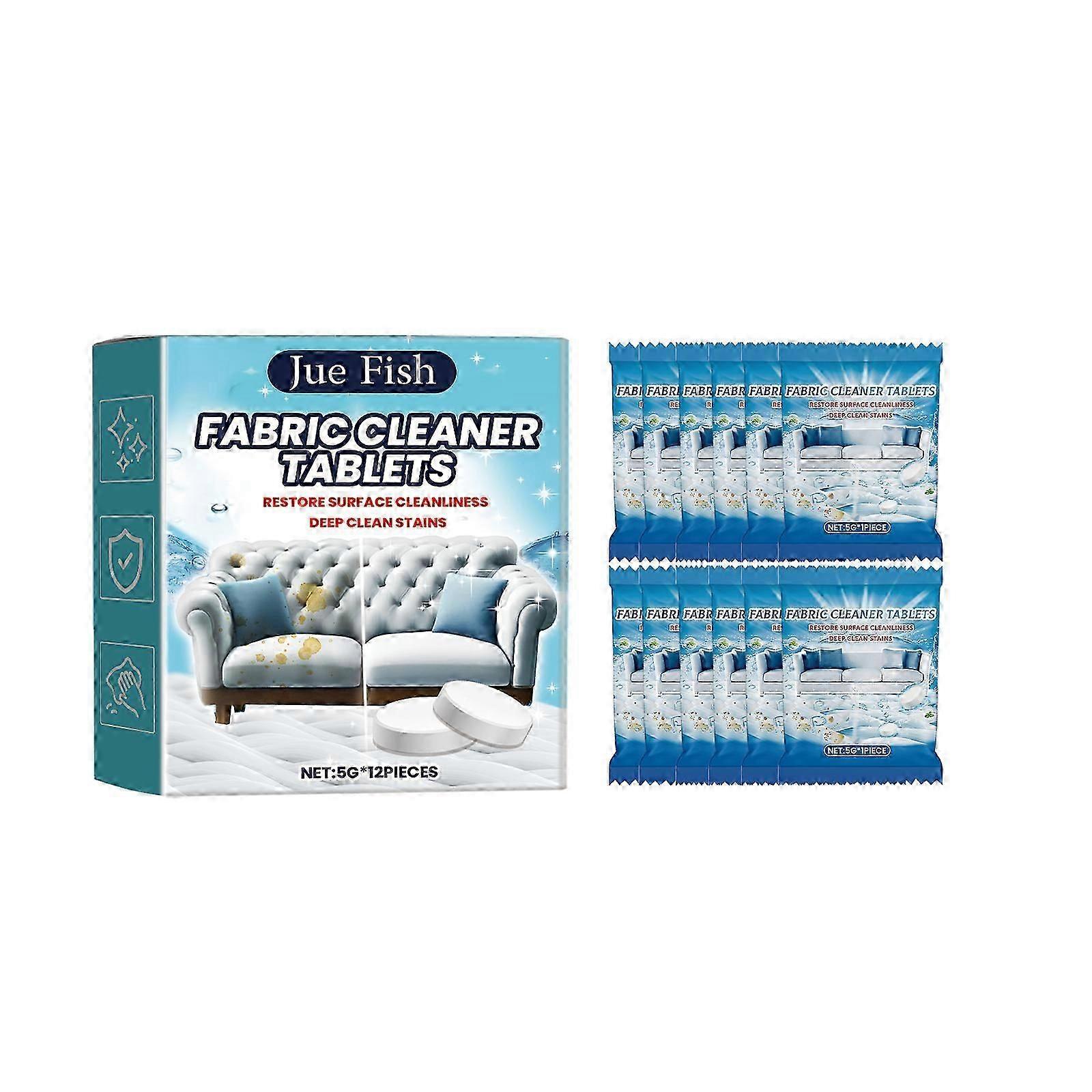 Effervescent Tablets for Fabric Sofa Cleaning - 12 Pack, Fresh Lemon Scent, Protects Color