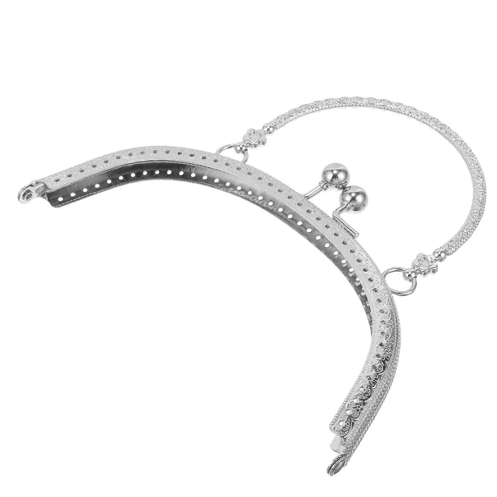 Purse Clasp Frame Metal Handle for DIY Handbag 5Pcs Silver Durable Set
