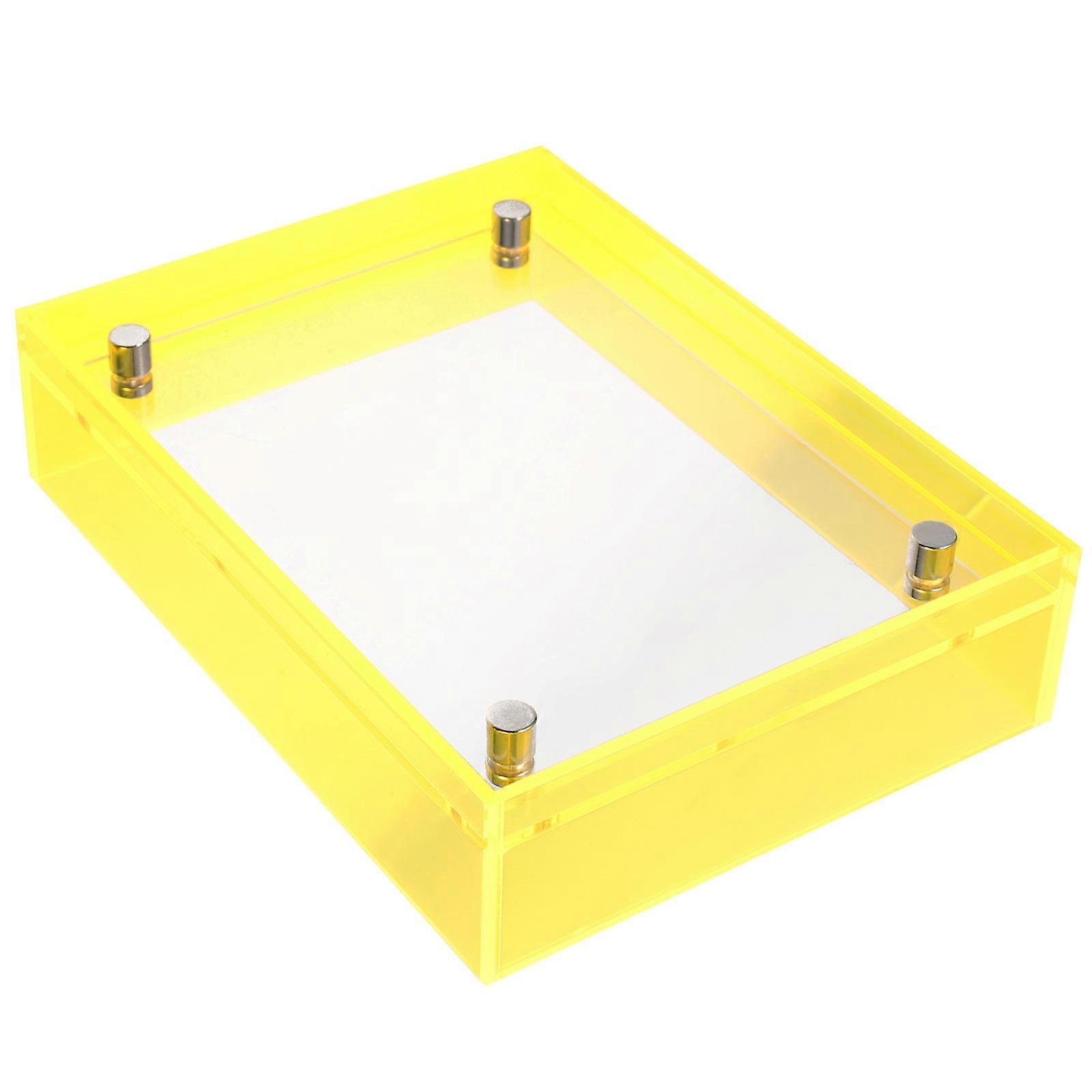 Photo Frame Wall Decoration 2Pcs for Home Decor Rectangular Yellow Acrylic Display 16X12CM Versatile Design