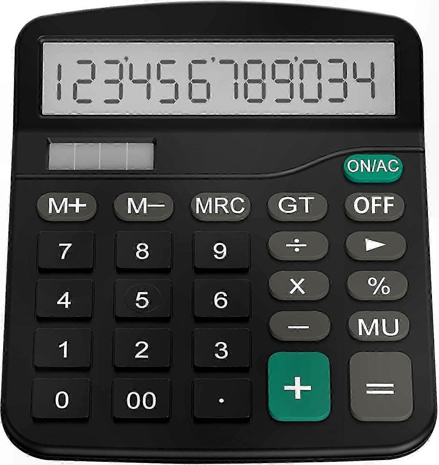 Compact Calculator with Basic Functions, Black Desktop Design