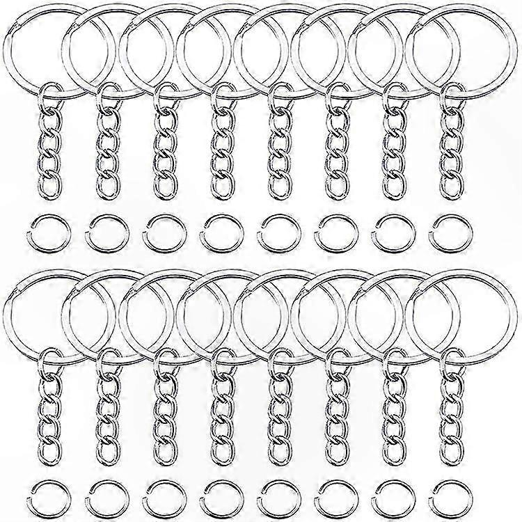 50 Pieces Metal Keyring Blanks with Split Rings, Link Chains, and Jump Rings for Crafting and DIY Projects