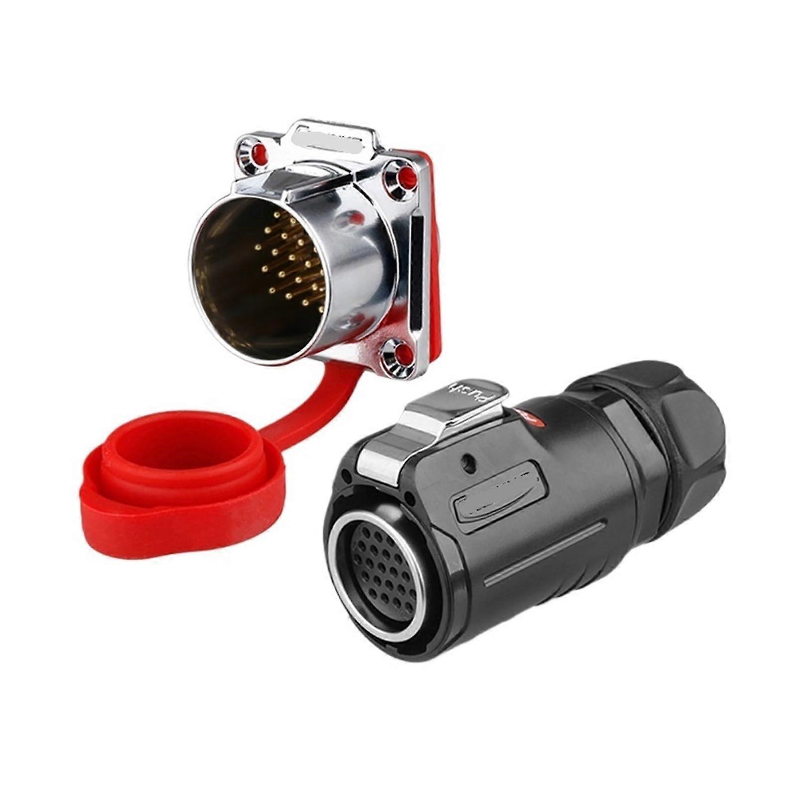 Signal Connector, 24Core, MultiPin Aviation Plug, Industrial Waterproof Socket, Flange Reverse Installation