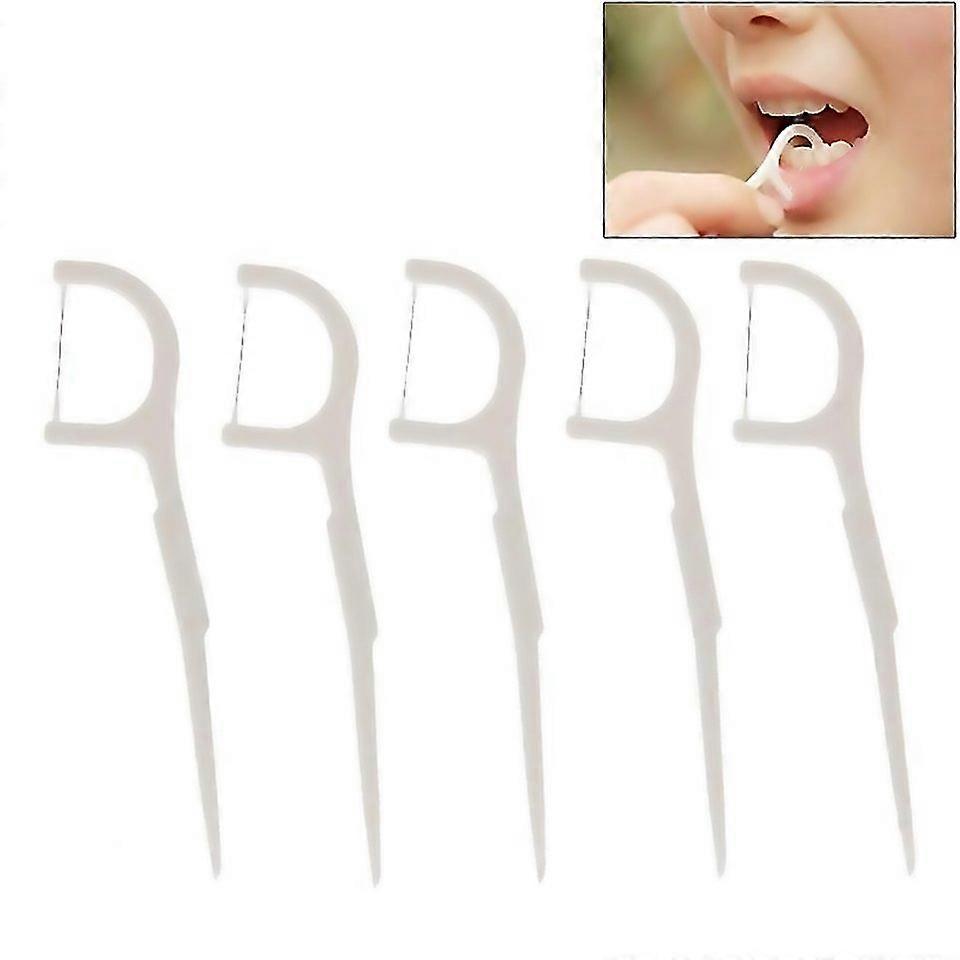 For 50 Pcs Tooth Pick With Thread Wide Type Abs Dental Floss