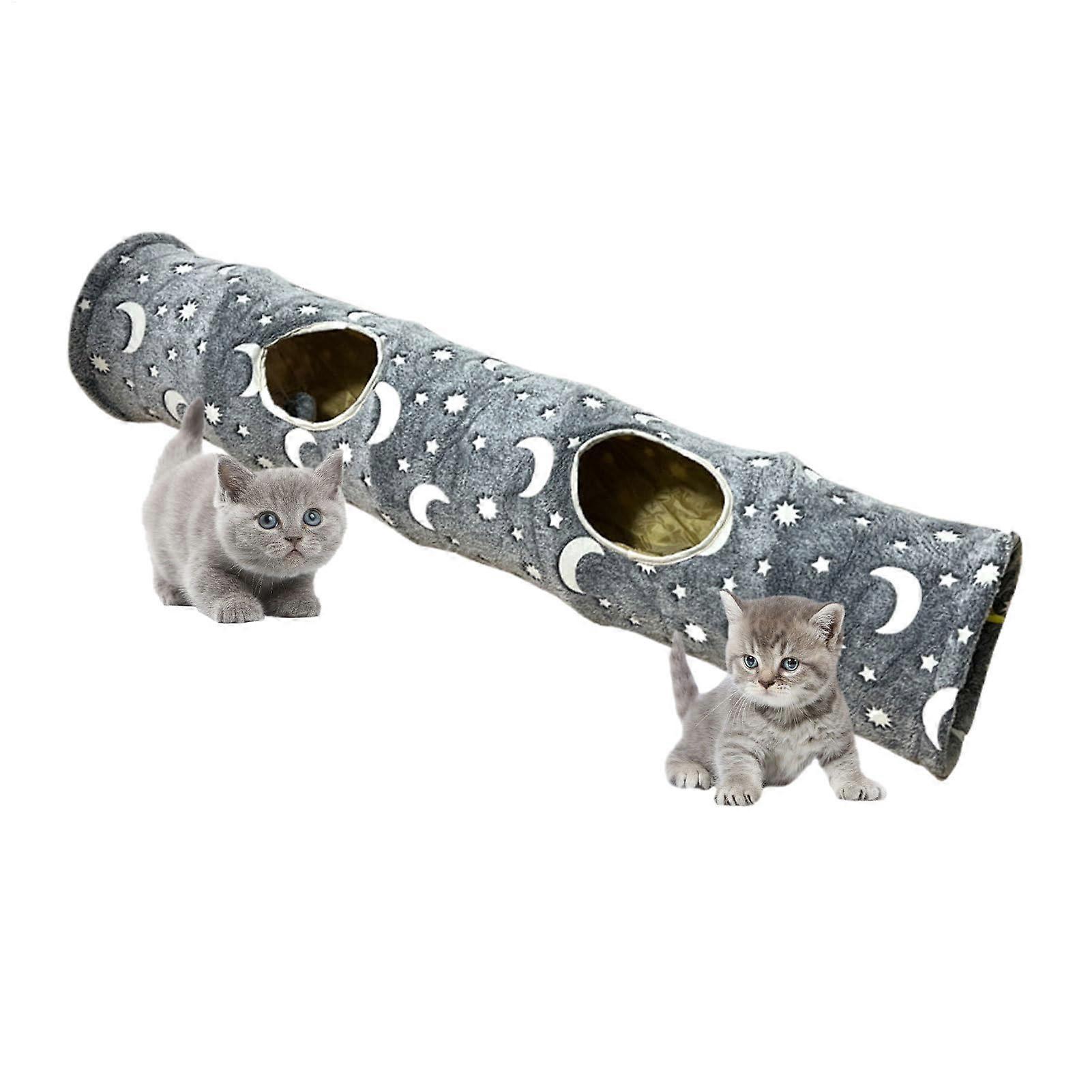 Cat Tunnel Foldable Hideaway For Kitten Non Slip Large Bed Cave Long Tunnel Toy Tubes Peek Hole